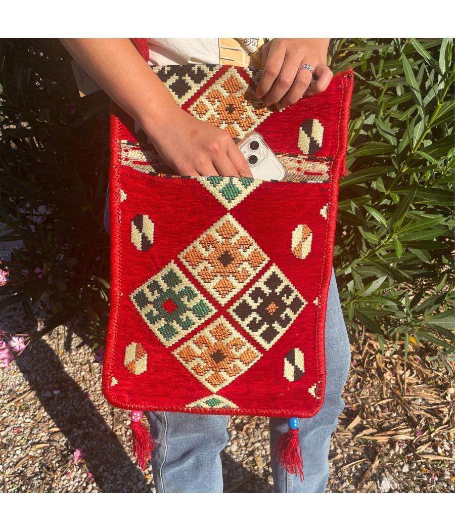 Bolso bandolera rojo Kilim Festival