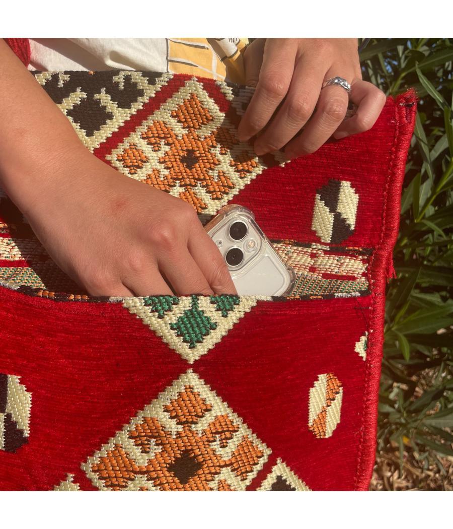 Bolso bandolera rojo Kilim Festival