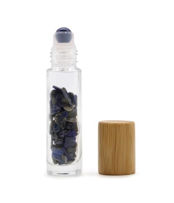 Botella de rodillo de aceite esencial de piedras preciosas - Sodalita - Tapa de madera