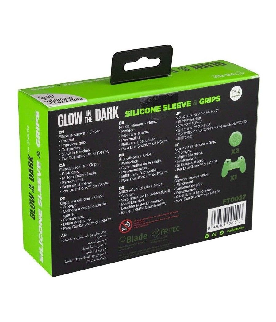 Funda Silicona + Grips Blade FR-TEC Glow in the Dark para Mando PS4/ Verde - Imagen 4