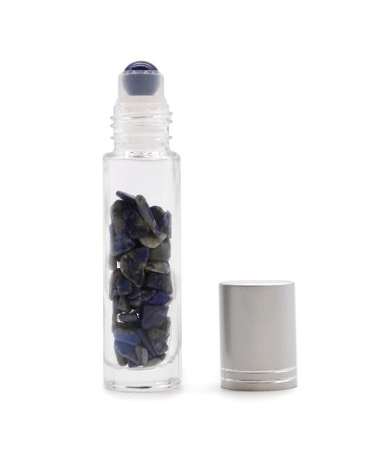 Botella de rodillo de aceite esencial de piedras preciosas - Sodalita - Tapa plateada