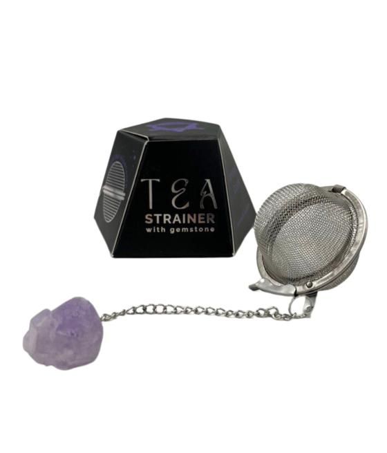 Colador de té de piedras preciosas de cristal crudo - Racimo de amatista