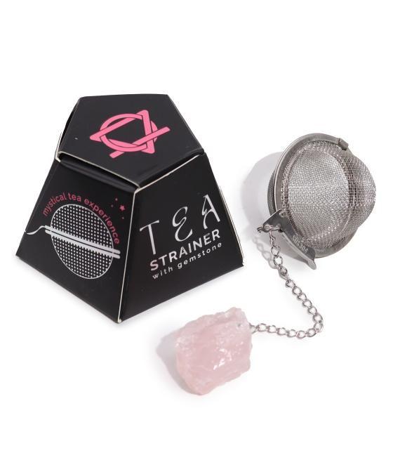 Colador de té de piedras preciosas de cristal crudo - Cuarzo rosa