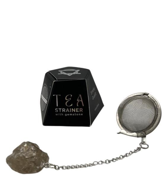 Colador de té de piedras preciosas de cristal crudo - Cuarzo ahumado