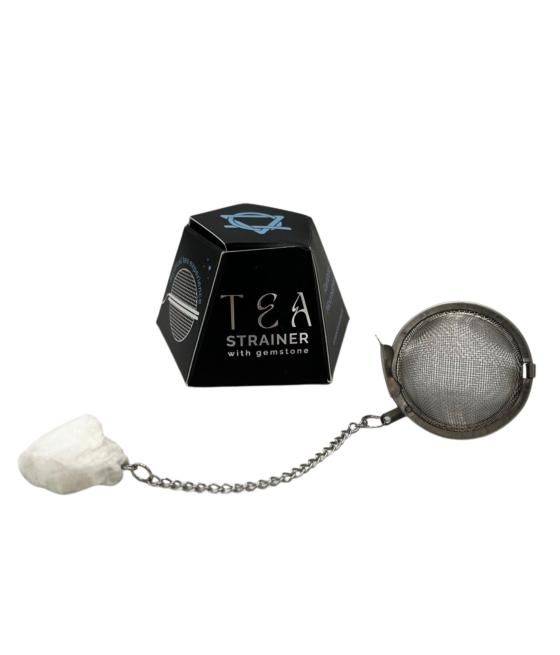 Colador de té de piedras preciosas de cristal crudo - Rainbow Moonstone