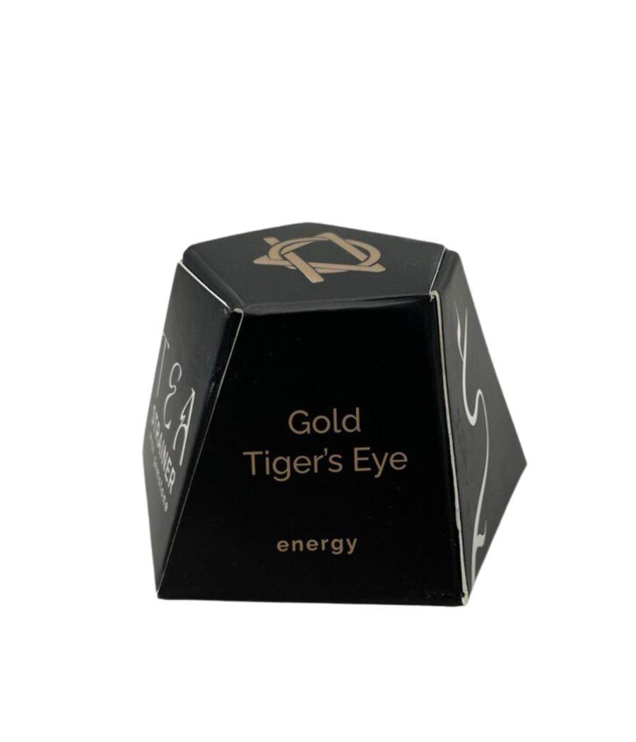 Colador de té de piedras preciosas de cristal crudo - Ojo de tigre dorado