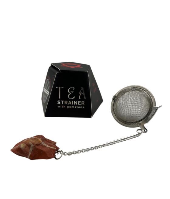 Colador de té de piedras preciosas de cristal crudo - Jaspe rojo