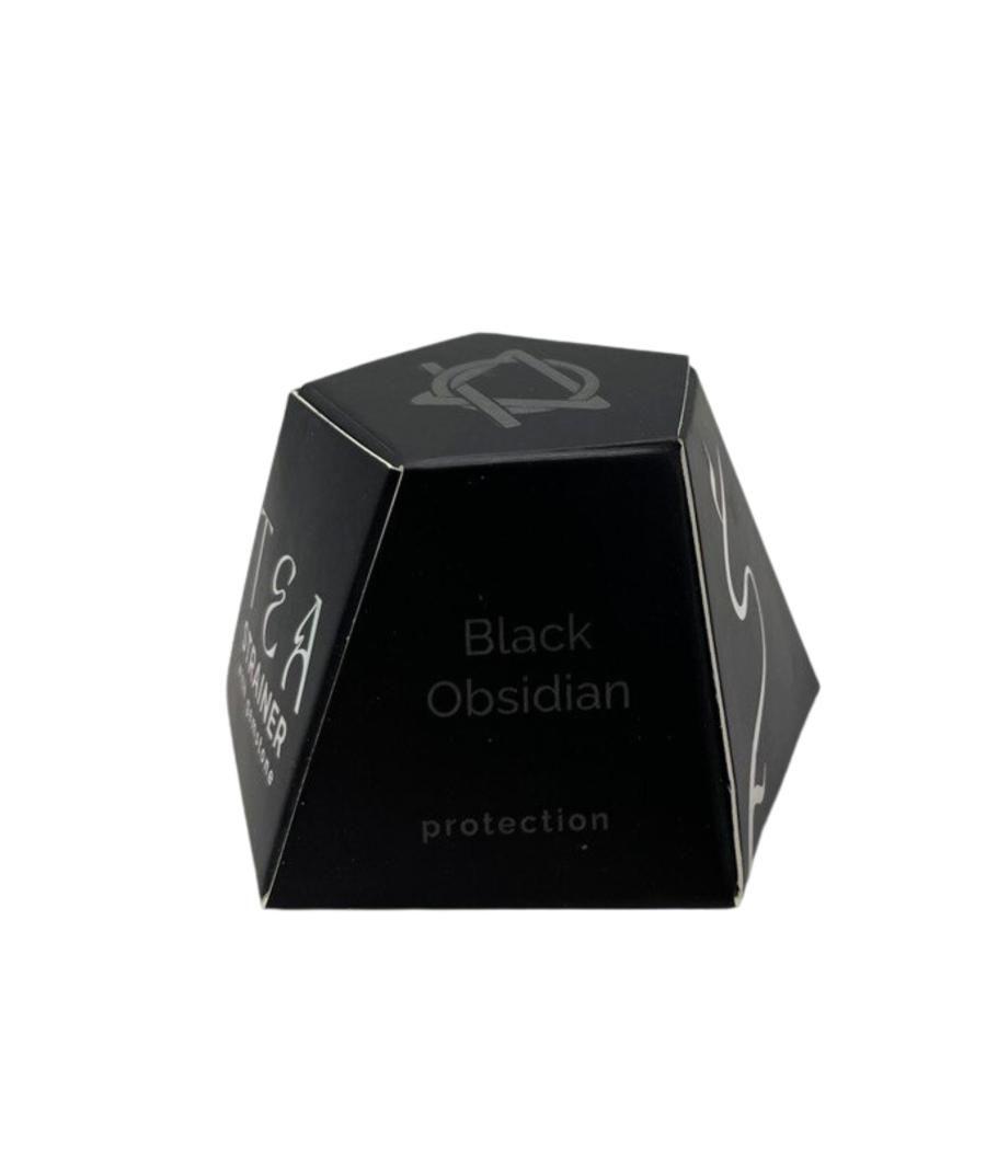 Colador de té de piedras preciosas de cristal crudo - Obsidiana negra
