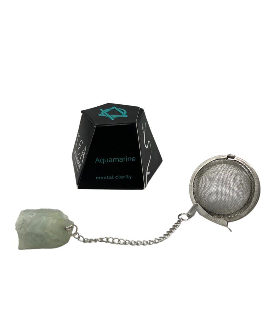 Colador de té de piedras preciosas de cristal crudo - Aguamarina
