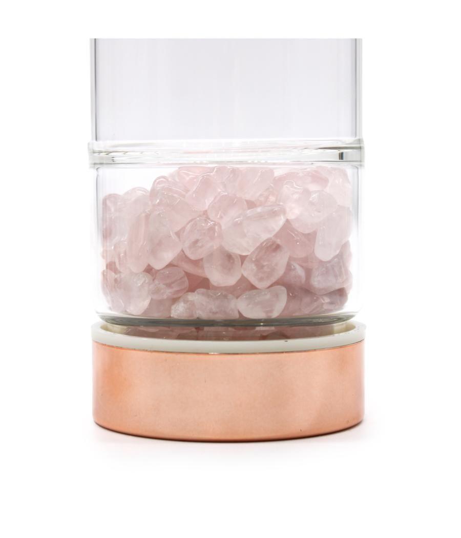 Botella de cristal para te - oro rosa - Cuarzo rosa