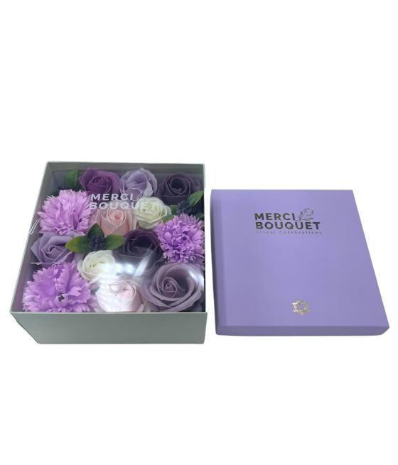 Caja Cuadrada - Rosa Lavanda y Clavel