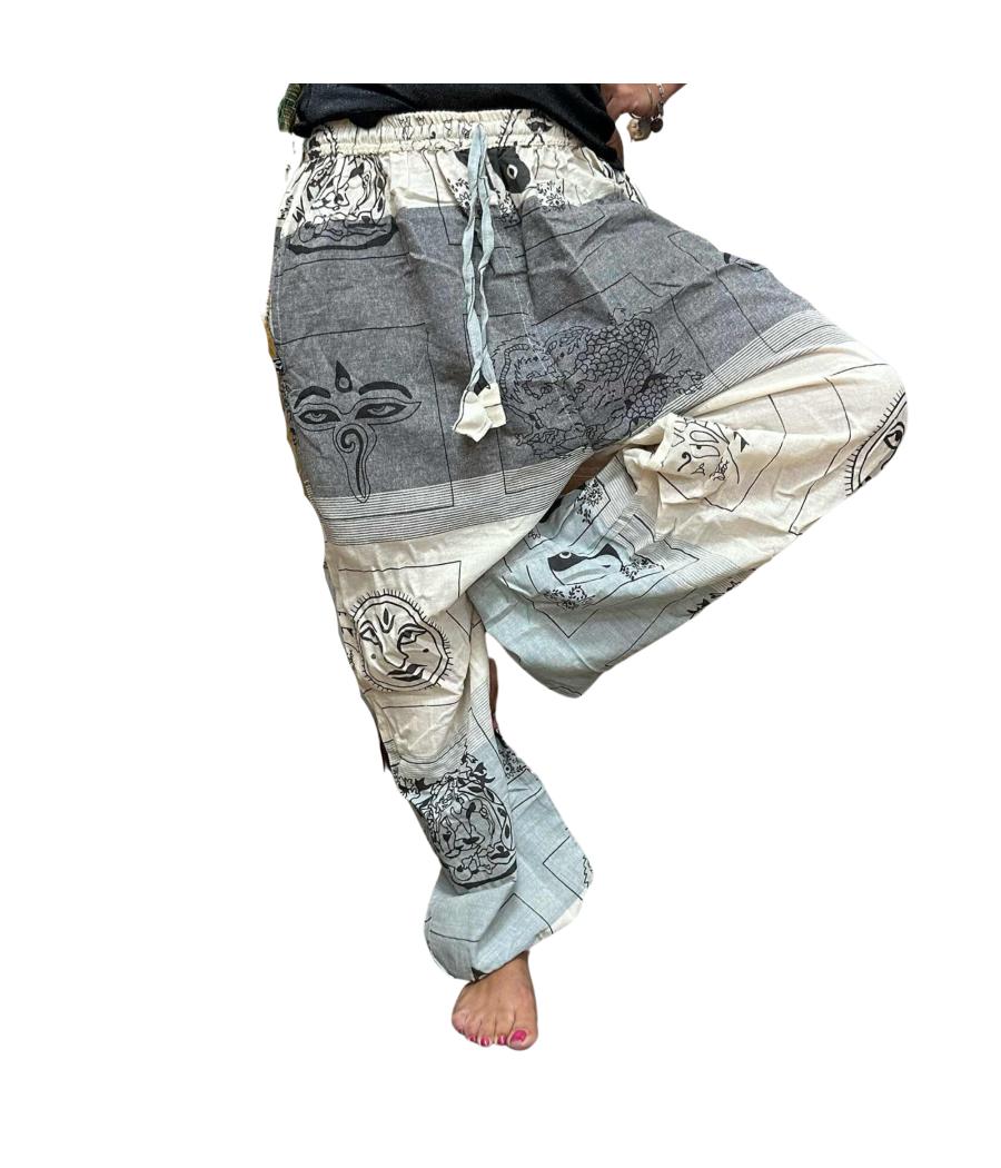 Pantalones de yoga y festival - Estampado Himalayan High Cross en gris