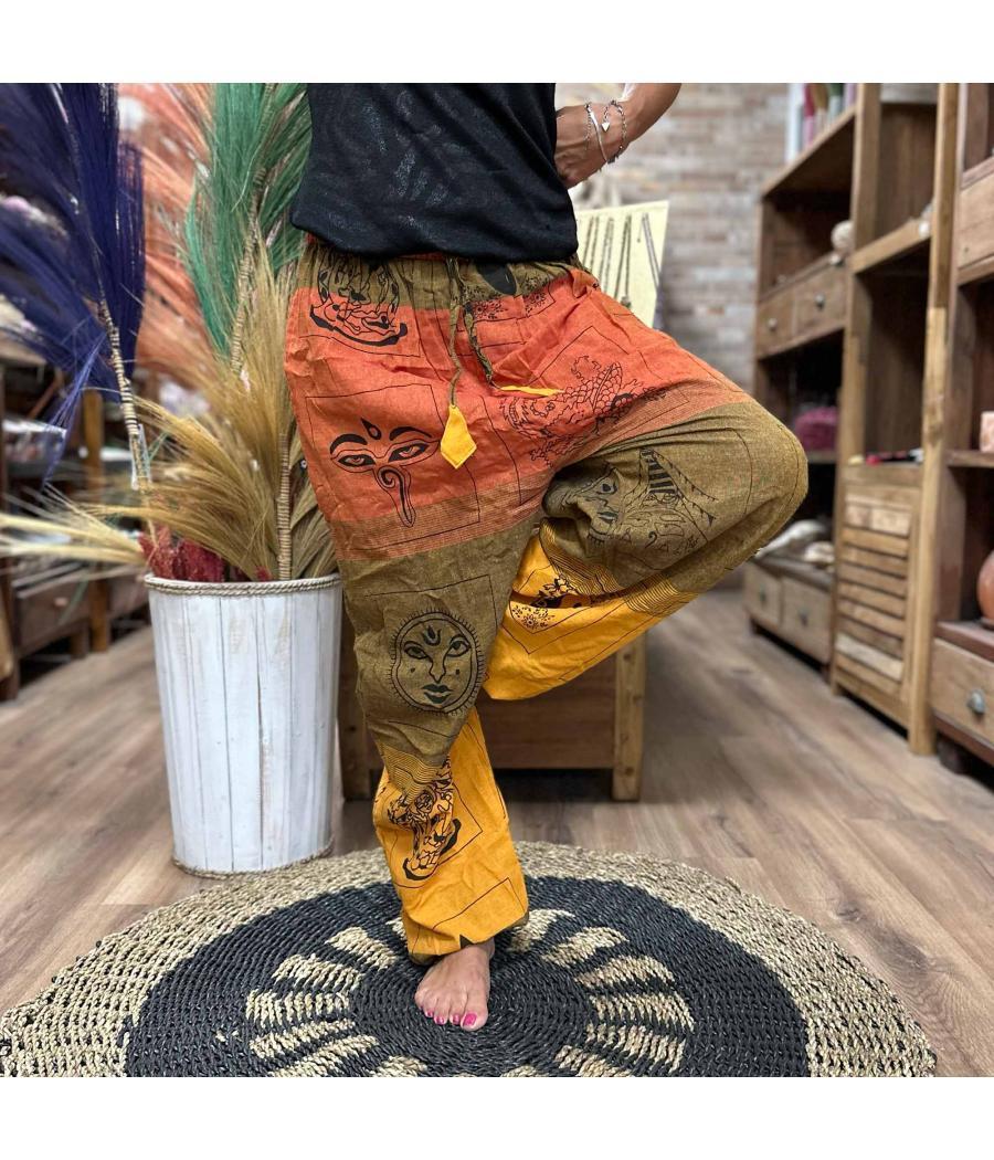 Pantalones de yoga y festivales - Estampado Himalayan High Cross en naranja