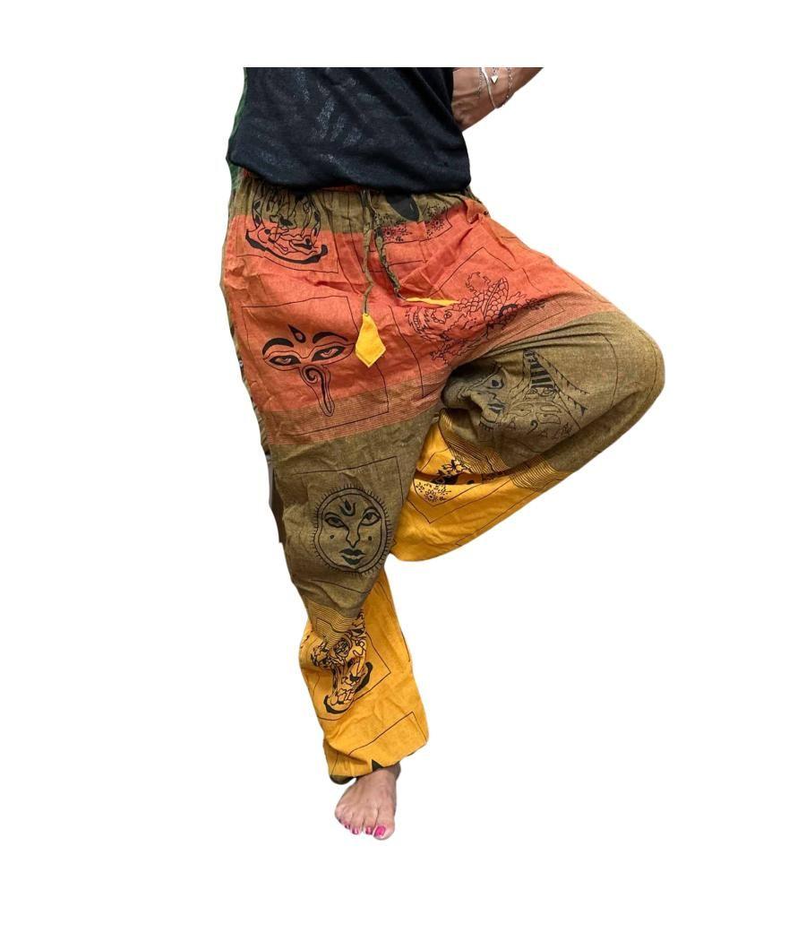 Pantalones de yoga y festivales - Estampado Himalayan High Cross en naranja