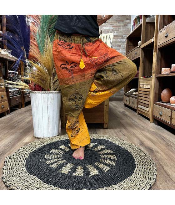 Pantalones de yoga y festivales - Estampado Himalayan High Cross en naranja