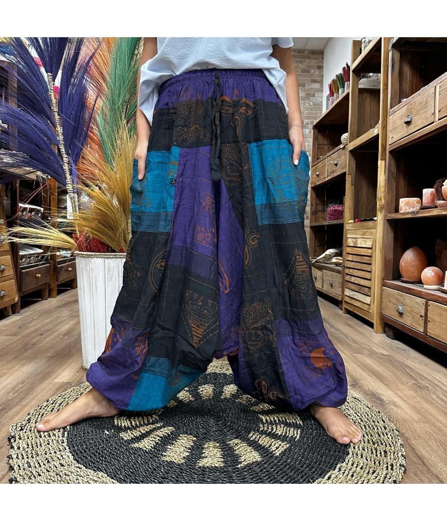 Pantalones de yoga y festivales - Aladdin Himalayan Print en morado