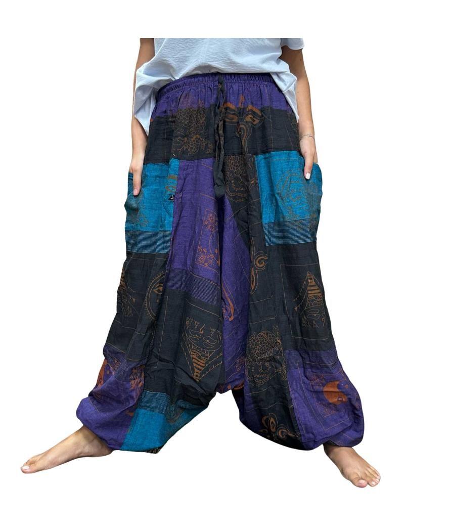 Pantalones de yoga y festivales - Aladdin Himalayan Print en morado