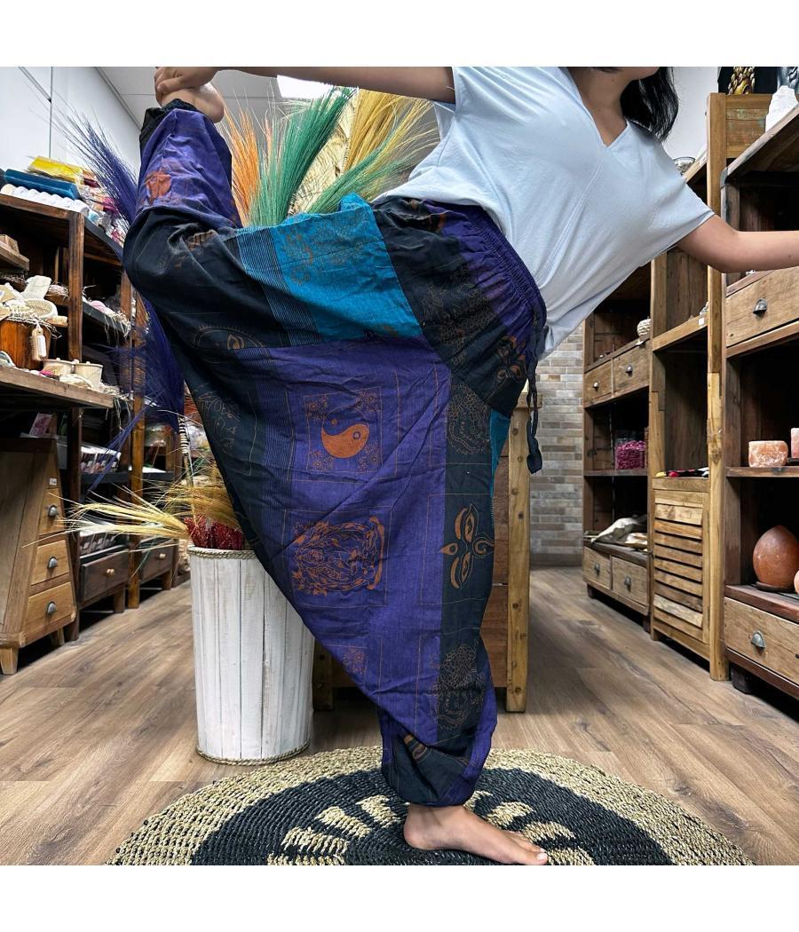 Pantalones de yoga y festivales - Aladdin Himalayan Print en morado