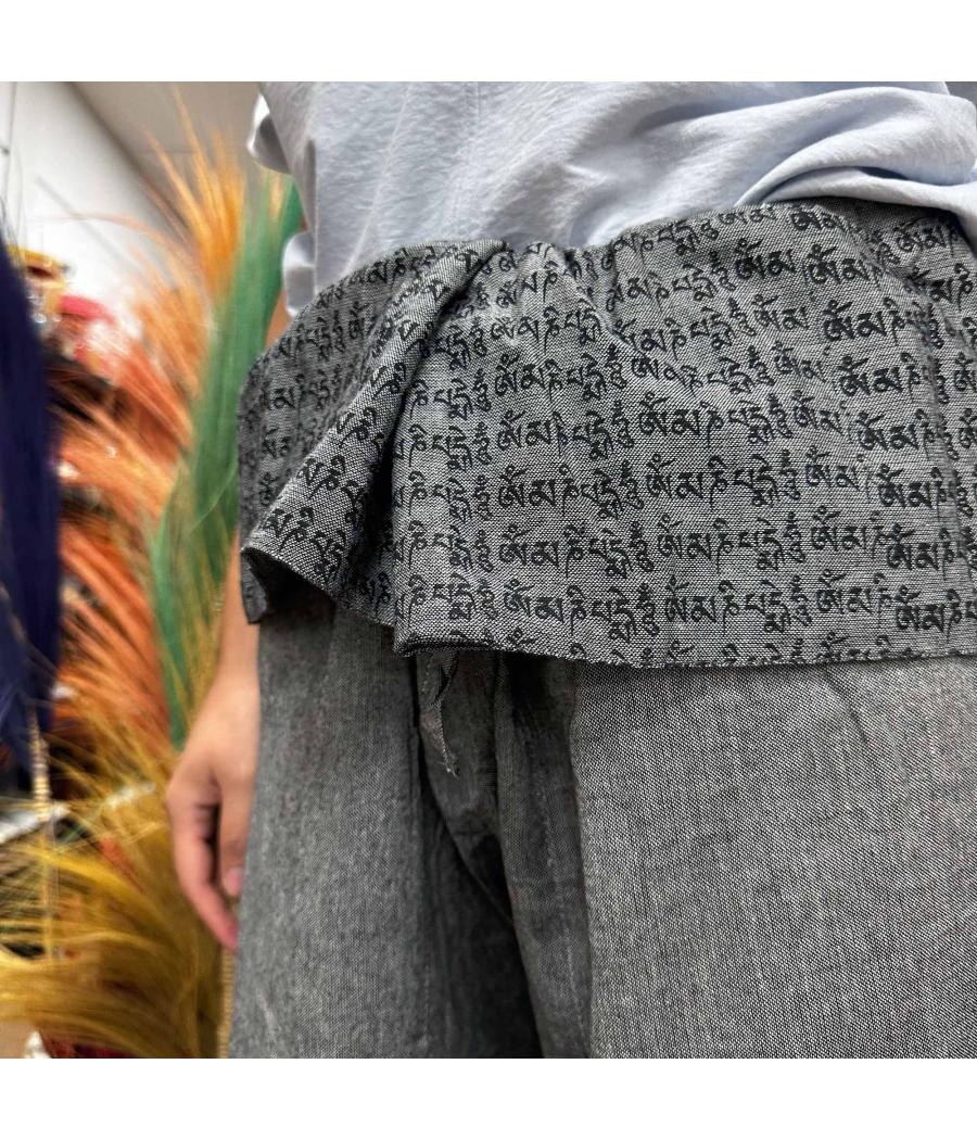 Pantalones de yoga y festivales - Mantra mandala del pescador tailandés en gris