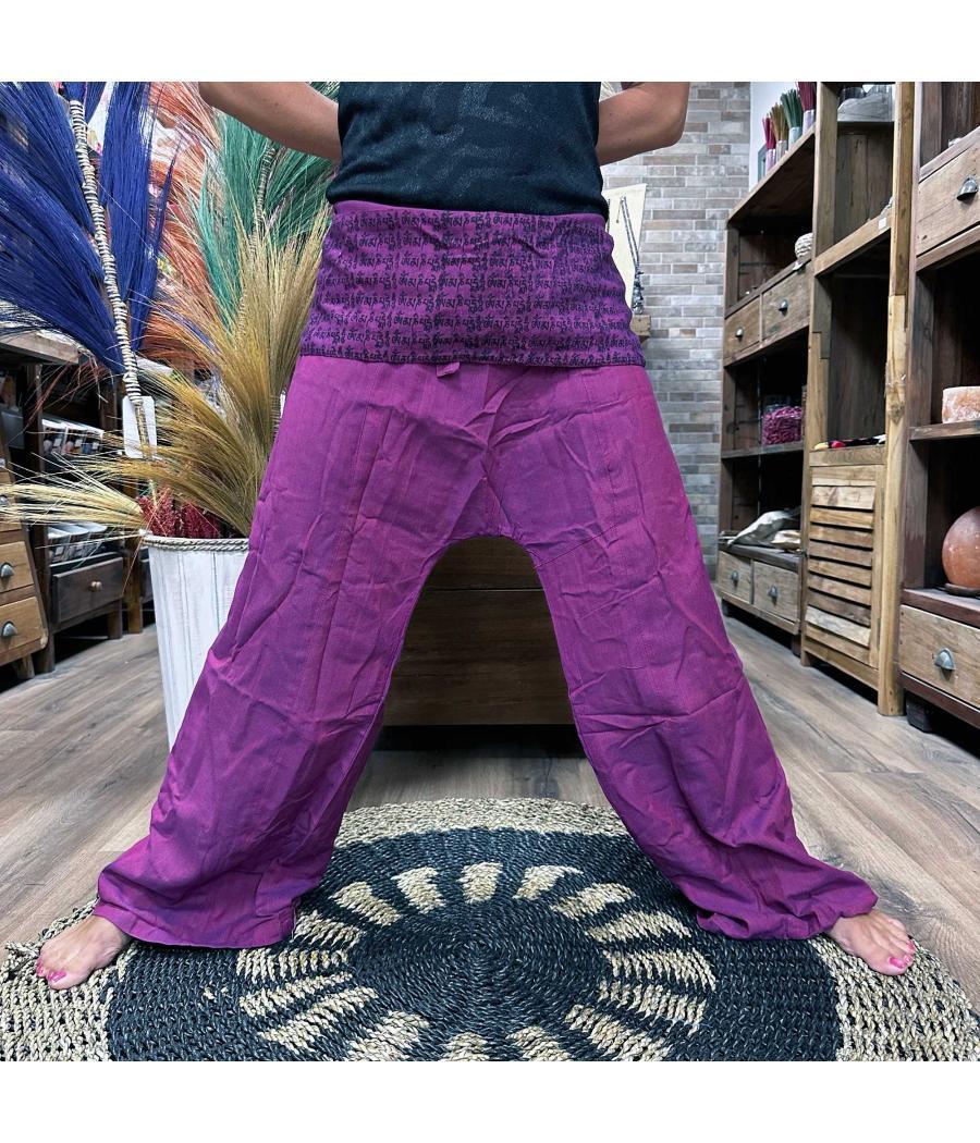 Pantalones de yoga y festivales - Mantra mandala del pescador tailandés en morado