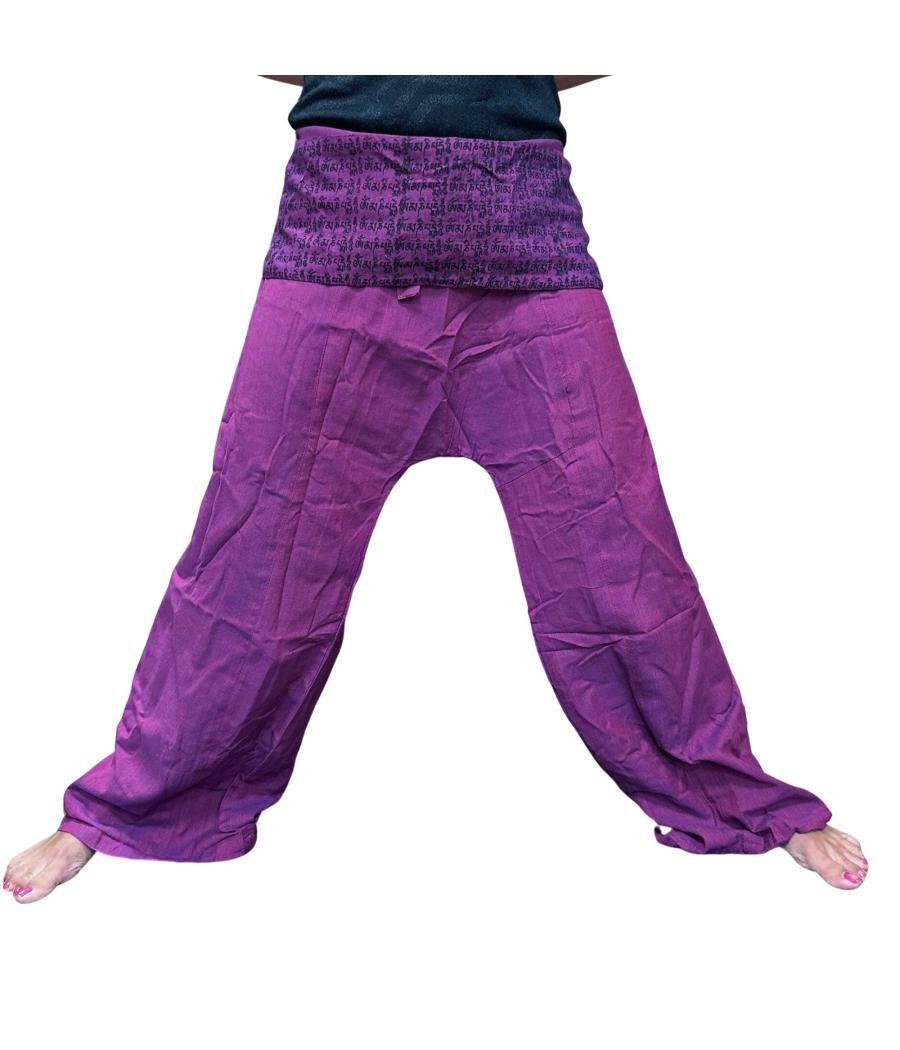 Pantalones de yoga y festivales - Mantra mandala del pescador tailandés en morado