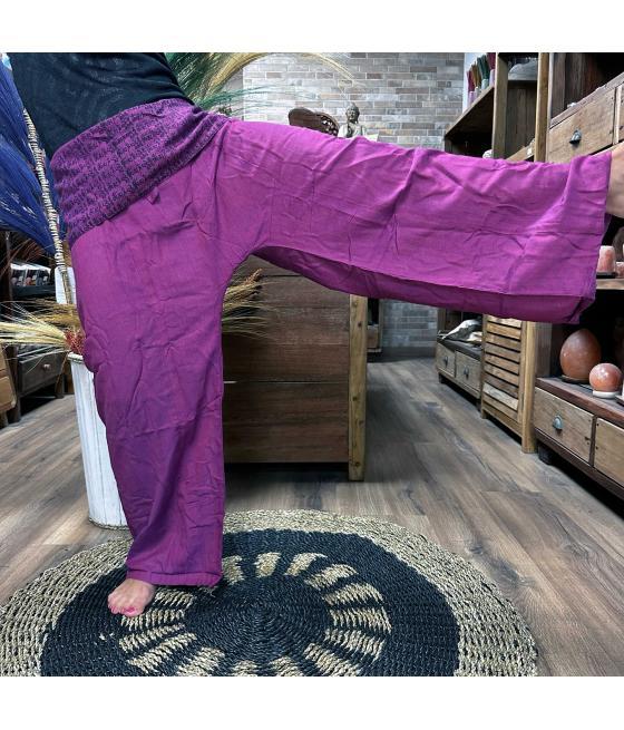 Pantalones de yoga y festivales - Mantra mandala del pescador tailandés en morado