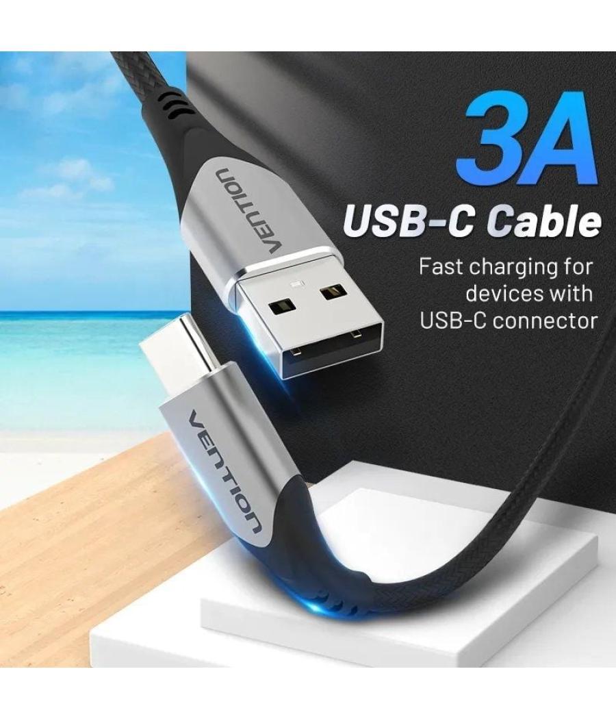 Cable usb tipo-c vention codhi/ usb tipo-c macho - usb macho/ 3m/ gris