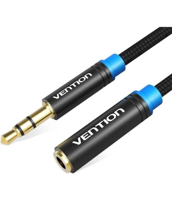 Cable estéreo vention vab-b06-b050-m/ jack 3.5 macho - jack 3.5 hembra/ 50cm/ negro