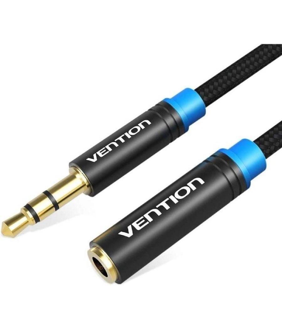 Cable estéreo vention vab-b06-b050-m/ jack 3.5 macho - jack 3.5 hembra/ 50cm/ negro