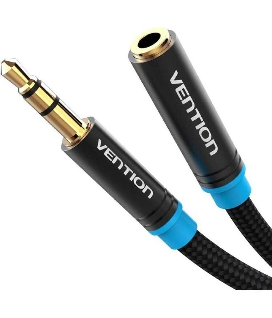 Cable estéreo vention vab-b06-b050-m/ jack 3.5 macho - jack 3.5 hembra/ 50cm/ negro