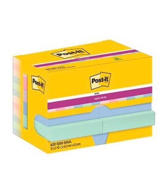 Post-it notas adhesivas super sticky 3 colores lugares soulful 47,6 x 47,6 12 blocs