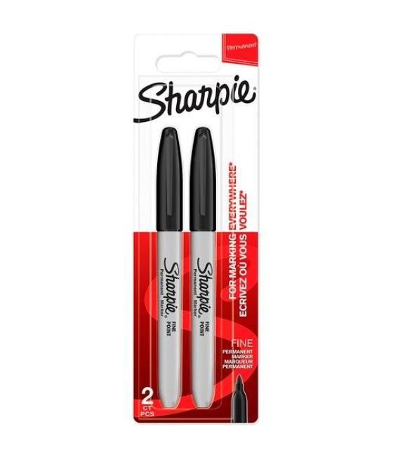 Sharpie marcador permanente punta fina blister de 2 negro
