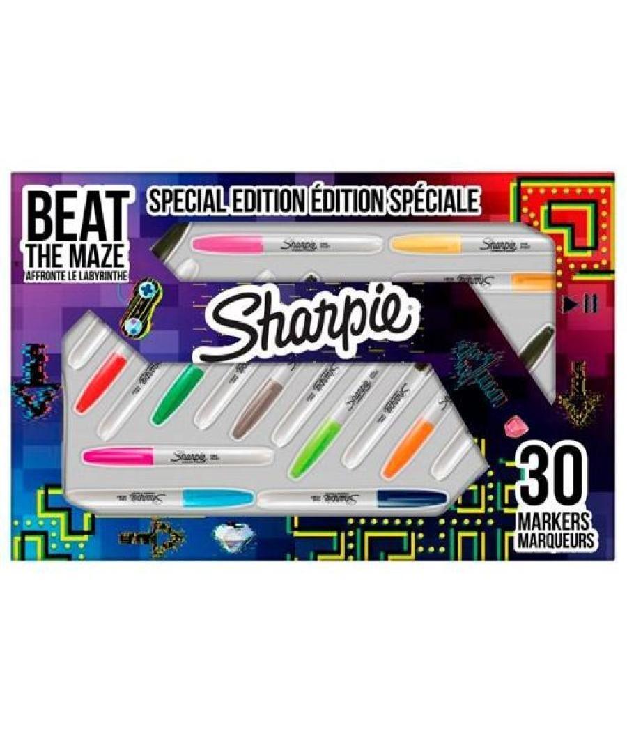 Sharpie marcador permanente edición laberinto punta fina caja de 30 c/surtidos