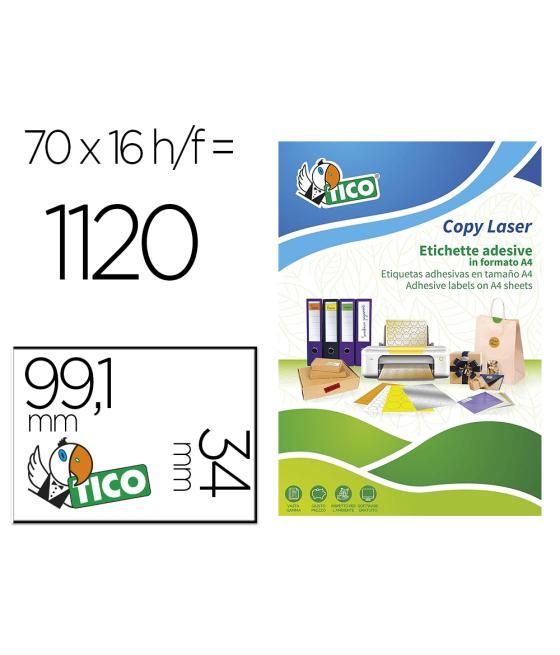 Etiqueta adhesiva tico verde flúor permanente certificado fsc láser/inkjet/fotocopia 99,1x34 mm caja de 1120