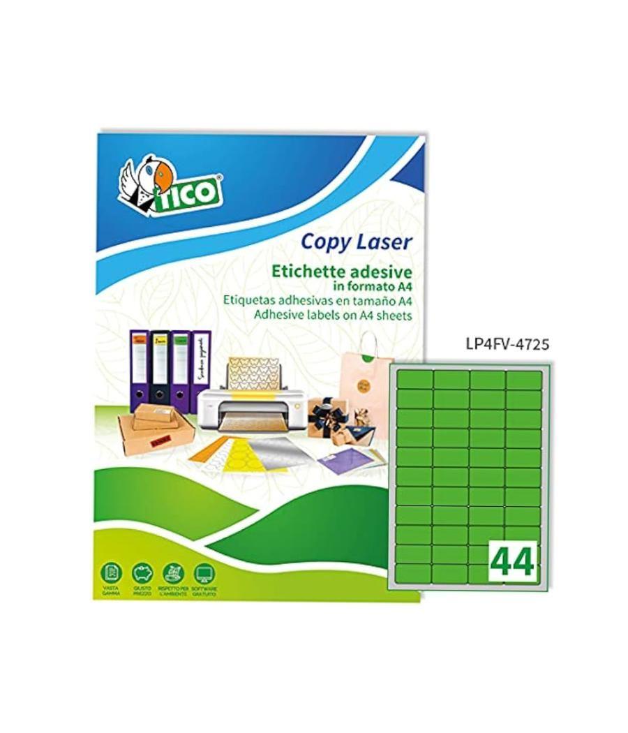 Etiqueta adhesiva tico verde flúor permanente certificado fsc láser/inkjet/fotocopia 47,5x25,5 mm caja de 3080