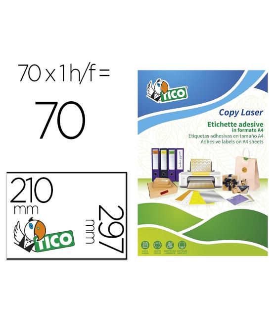 Etiqueta adhesiva tico verde flúor permanente certificado fsc láser/inkjet/fotocopia 210x297 mm caja de 70