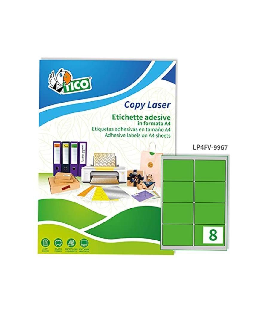 Etiqueta adhesiva tico verde flúor permanente certificado fsc láser/inkjet/fotocopia 99,1x67,7 mm caja de 560