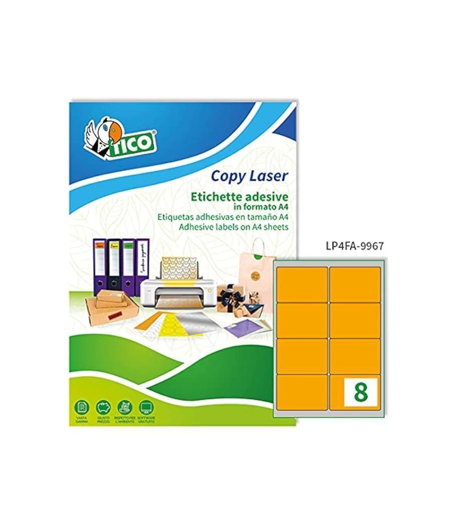 Etiqueta adhesiva tico naranja flúor permanente certificado fsc láser/inkjet/fotocopia