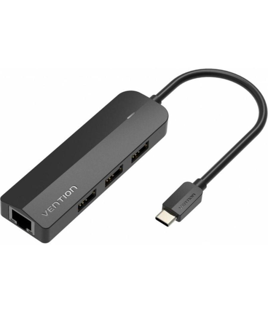 Docking usb tipo-c vention tgobb/ 3xusb/ 1xrj45/ 1x micro b pd/ negro