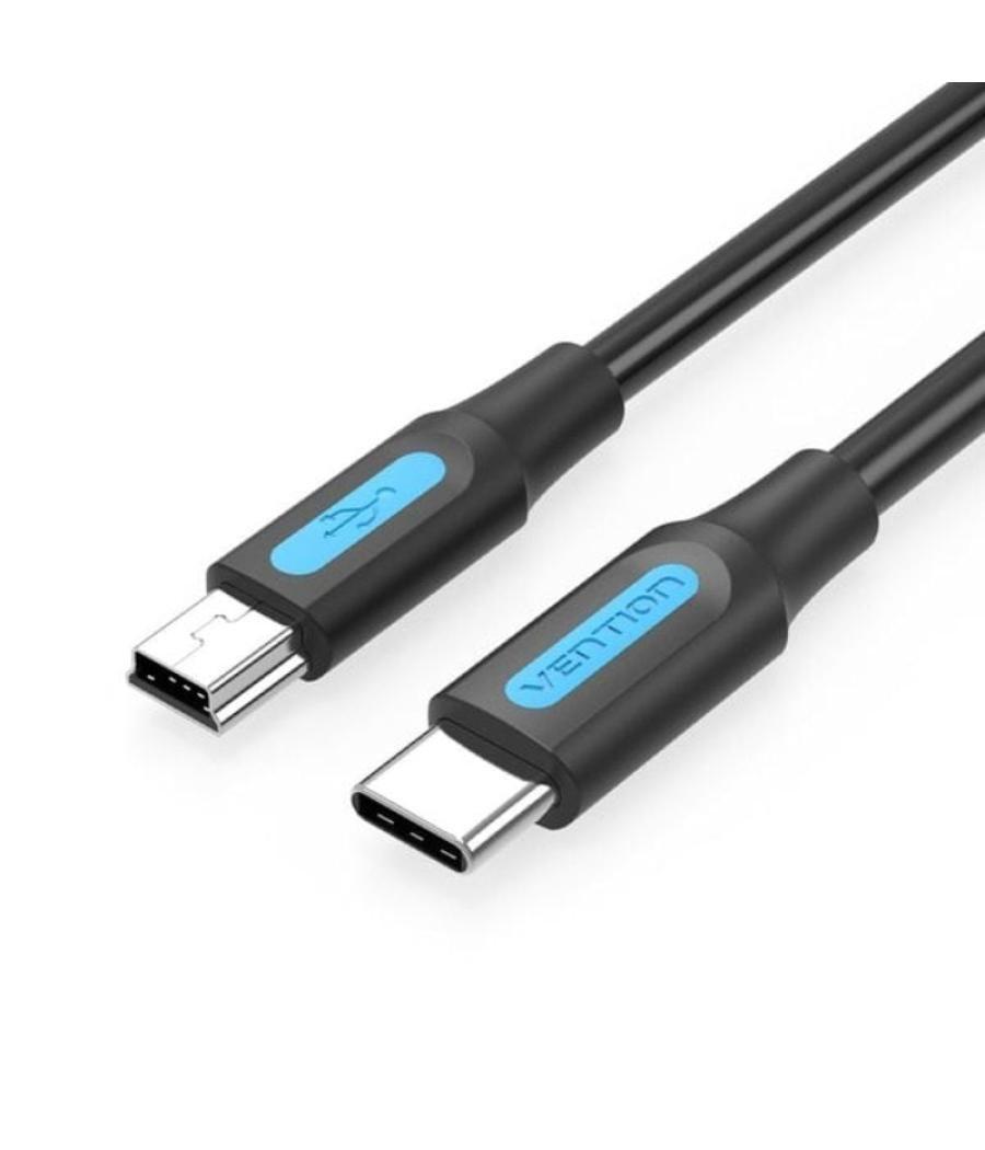 Cable usb 2.0 tipo-c vention cowbg/ usb tipo-c macho - miniusb macho/ 1.5m/ negro
