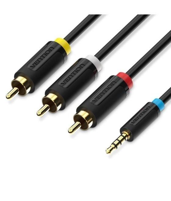 Cable estéreo vention bcbbg/ jack 3.5 macho - 3x rca macho/ 1.5m/ negro