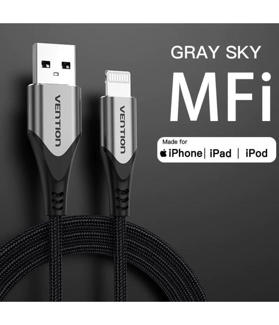 Cable usb 2.0 lightning vention labhd/ usb macho - lightning macho/ 50cm/ gris