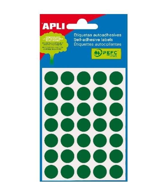 Apli etiquetas adhesivas circulares ø13mm escritura manual 35 x 5h verde