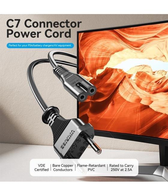 Cable alimentación forma 8 vention zclbac/ cee7/16 macho - c7 hembra/ 1.8m