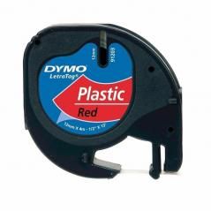 Cinta Rotuladora Adhesiva de Plástico Dymo 91203/ para Letratag/ 12mm x 4m/ Negra-Roja - Imagen 1