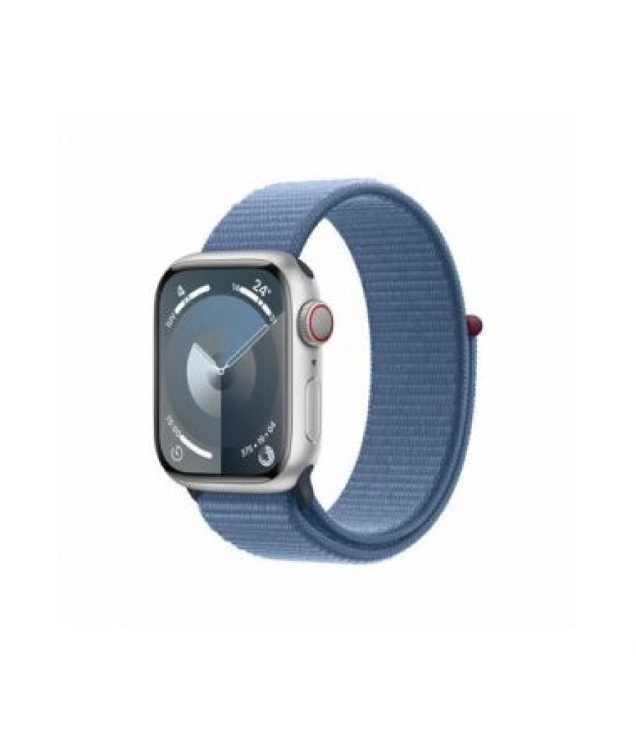 Watch series 9 gps + cellular 41mm silver aluminium case with winter blue sport loop