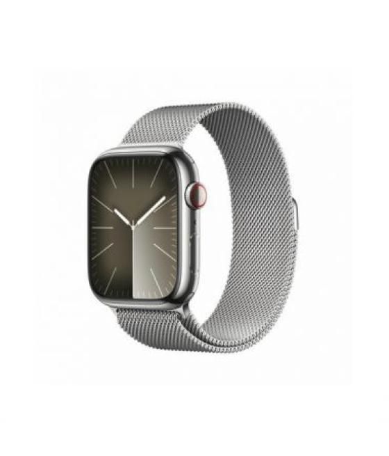 Watch series 9 gps + cellular 45mm silver stainless steel case with silver milanese loop