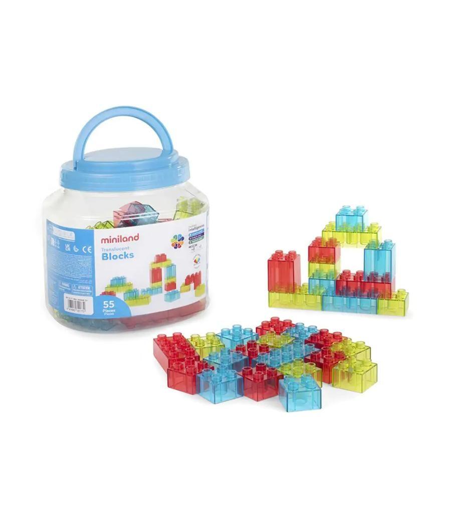 Juego didactico miniland bloques colores translucidos 55 piezas