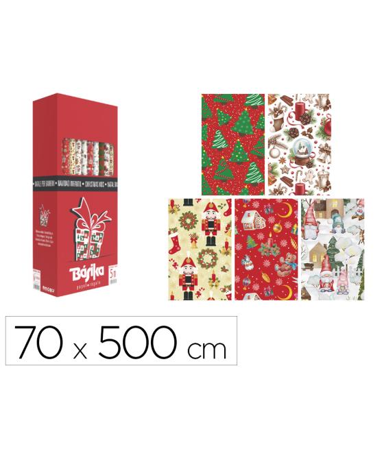 Papel de regalo basika navidad rollo de 70 x 500 cm modelos surtidos