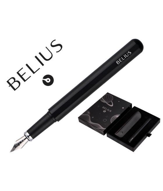 Pluma y funda de similpiel belius space b color minimalista negro tinta azul caja de diseño